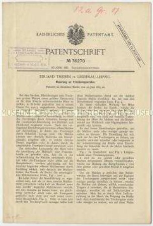Patentschrift einer Neuerung an Trockenapparaten, Patent-Nr. 36270
