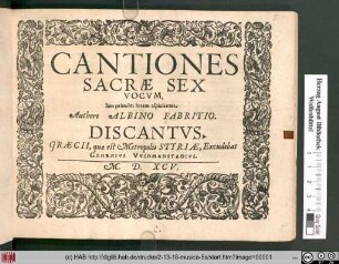 Cantiones Sacræ Sex Vocvm