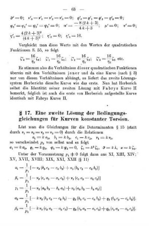 § 17. Eine zweite Lösung der Bedingungsgleichungen für Kurven konstanter Torsion.