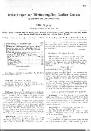 248. Sitzung, Stuttgart, 16.7.1918