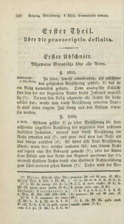 Erster Theil. Über die praescriptio definita