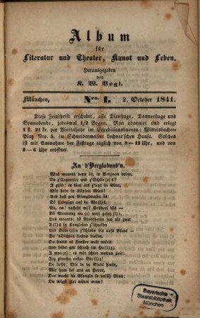 Album für Literatur und Theater, Kunst und Leben. 1841, 1841
