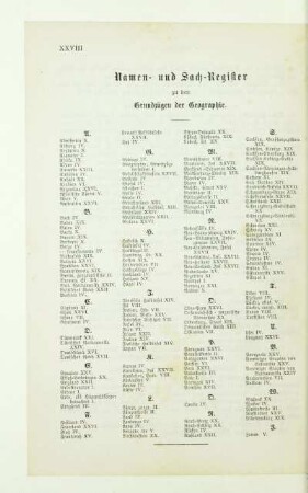 Namen- und Sach-Register zu den Grundzügen der Geographie