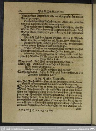 §. 19 [i.e. 18]. Einige Zeugnisse
