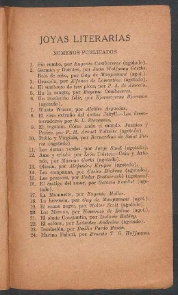 Números publicados "Joyas literarias"