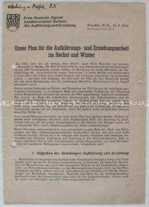 Propagandaschrift der FDJ über die Aufklärungs- und Erziehungsarbeit