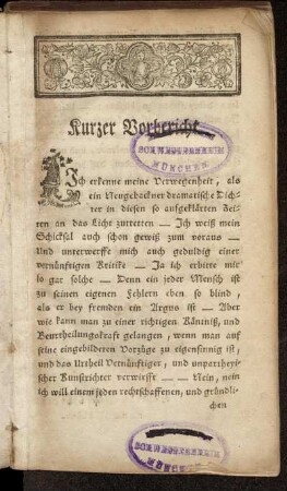 Kurzer Vorbericht.
