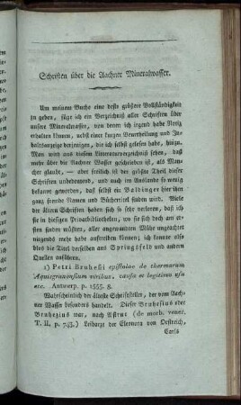 Schriften über die Aachner Mineralwasser.
