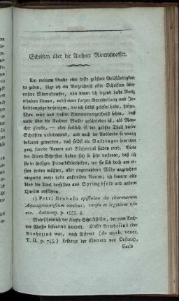 Schriften über die Aachner Mineralwasser.