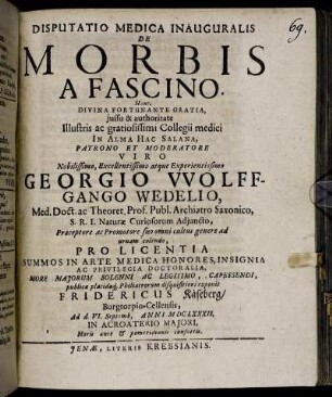 Disputatio Medica Inauguralis De Morbis A Fascino