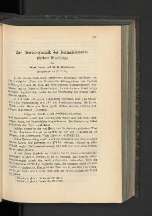 Zur Thermodynamik der Normalelemente. (Sechste Mitteilung.)