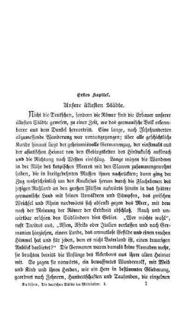 Erstes Kapitel. Unsere ältesten Städte