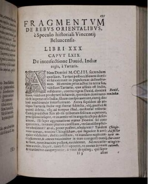 Fragmentum De Rebus Orientalibus, e Speculo historiali Vincentij Beluacensis. Libri XXX