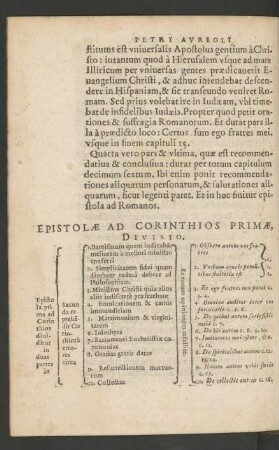 Epistolae Ad Corinthios Primae, Divisio.