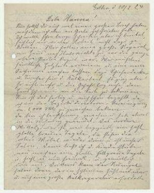 Brief von Rosa Höch an Hannah Höch. Gotha