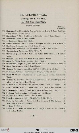 III. Auktionstag: Freitag, den 8. Mai 1936, ab 10.30 vormittags (Nr. 882-1100)