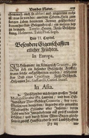 Das II. Capitel. Besondere Eigenschafften etlicher Früchten.