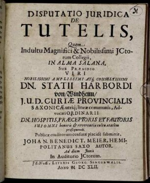Disputatio Iuridica De Tutelis