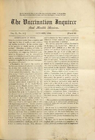 The Vaccination Inquirer and Health Review. 2. 1880/81, Aug. - März
