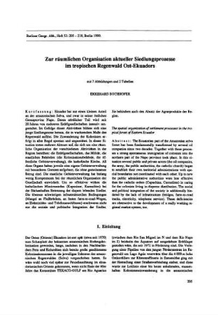 Zur räumlichen Organisaton aktueller Siedlungsprozesse im tropischen Regenwald Ost-Ekuadors