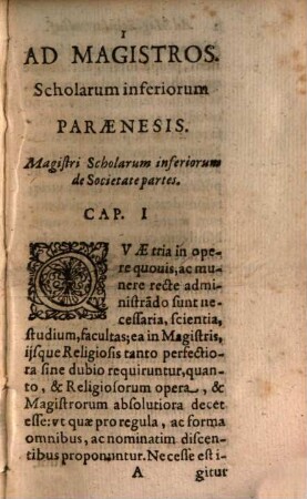 Paraenesis ad Magistros scholarum inferiorum