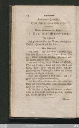 Das zweyte Hauptstück. Vom christlichen Glauben.