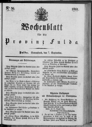 Nr. 36, Ausgabe vom 7. September 1861