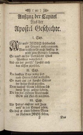 Außzug der Capitel Aus der Apostel Geschichte