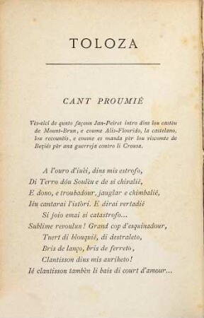 Toloza, geste provençale : Avec la Traduction française littérale