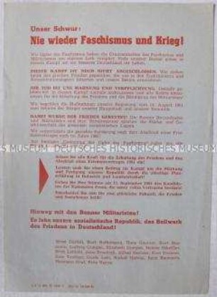 Propagandaflugblatt zur Volkskammerwahl 1961 mit Polemik gegen die Politik der Bundesregierung