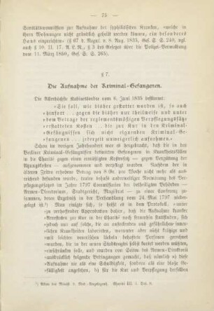 § 7. Die Aufnahme der Kriminal-Gefangenen
