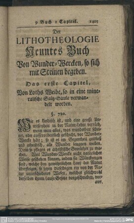 Der Lithotheologie Neuntes Buch Von Wunder-Wercken, so sich mit Steinen begeben