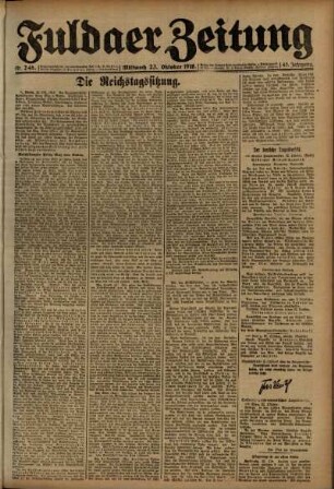 Ausgabe vom Mittwoch, den 23. Oktober 1918.