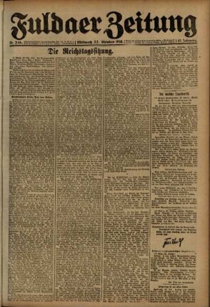 Ausgabe vom Mittwoch, den 23. Oktober 1918.