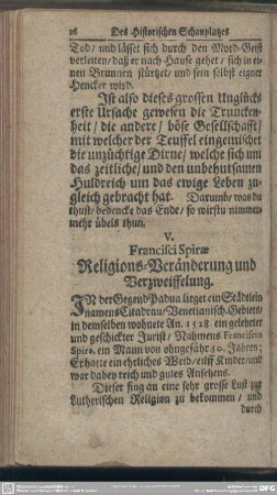 V. Francici Spirae, Religions-Veränderung und Verzweiffelung