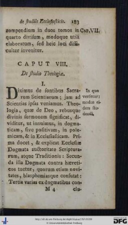 Caput VIII. De studio Theologiae.