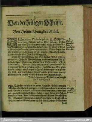 I. Von der heiligen Schrifft