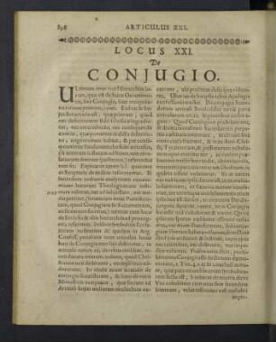 Locus XXI. De conjugio.