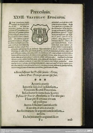 Preceslaus. XXVII. Vratislav. Episcopus