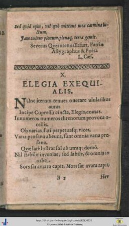 X. (Elias Birnstiel Erfurtensis, Poeta Coron. Caes.).