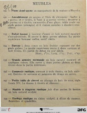 Meubles (Nr. 191-213)
