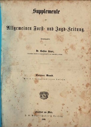 Allgemeine Forst- und Jagdzeitung. Supplemente. 3. 1861