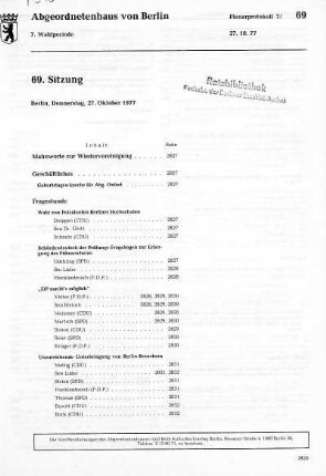 Nr. 69, 27. Oktober 1977