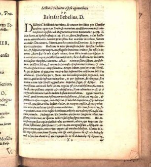 Lecturis Salutem á Jesu agonotheta P P. Baltasar Bebelius, D.