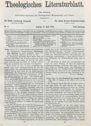 138-142 [Rezension] Loewe, Hugo, Der Römerbrief des Apostels Paulus