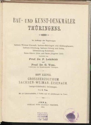 [1], Bd. 3, Abt. 1, [1] = H. 38: Großherzogthum Sachsen-Weimar-Eisenach: Verwaltungsbezirk Eisenach: Amtsgerichtsbezirke Gerstungen und Eisenach (ohne Wartburg): Amtsgerichtsbezirk Gerstungen