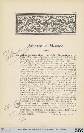 Arbeiten in Marmor (Nr. 254 - 264)