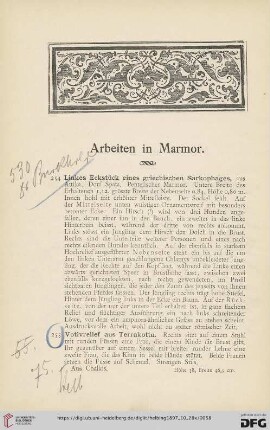 Arbeiten in Marmor (Nr. 254 - 264)