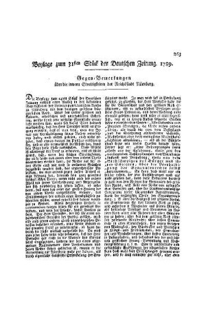Beylage zum 31ten Stück der Deutschen Zeitung 1789