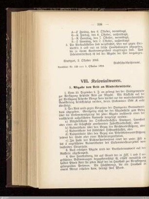 VIII. Kolonialwaren